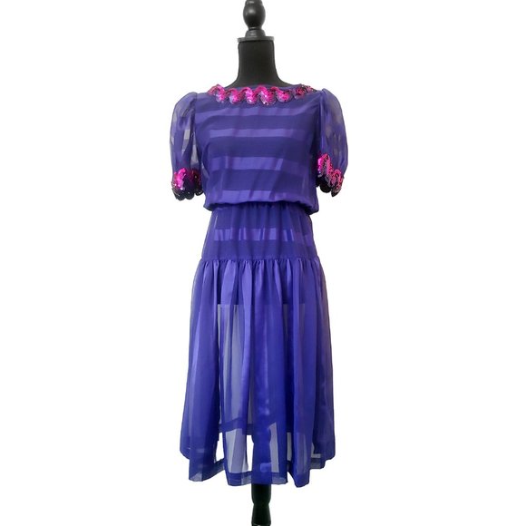 Vintage 1980s Purple Whimsigoth Dress - Picture 4 of 7